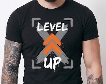 Level Up Tee Motivational Gamer Shirt Self Improvement T-Shirt Grind Hustle Streetwear Gift For Gamers Unisex