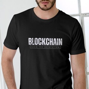 "Blockchain Krypto ""Join the Revolution"" T-Shirt, weiches Baumwoll-T-Shirt für Krypto-Währung Merch-Liebhaber, perfektes Unisex-Geschenk für Technologie-Nerds."