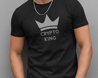 Crypto King Heavyweight Custom Unisex Crewneck Cotton T-Shirt - 4 Colors Available - Gift for Traders