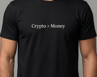 Crypto Over Money Unisex Cotton Crewneck T-Shirt - 5 Colors Available - Gift for Cryptocurrency Traders