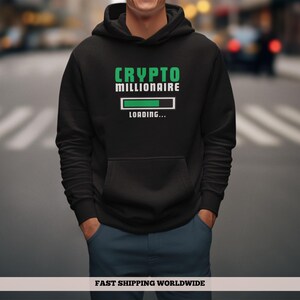 Moletom com capuz Crypto Millionaire, suéter unissex de algodão e poliéster, motivacional para amantes de criptomoedas, presente exclusivo para investidores