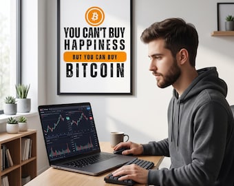Bitcoin Typography Poster, Crypto Wall Art, BTC Office Decor (Unframed)