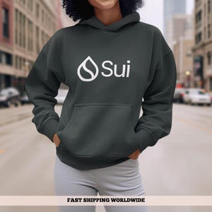 Sweat à capuche SUI Crypto Token : pull graphique unisexe en mélange de coton