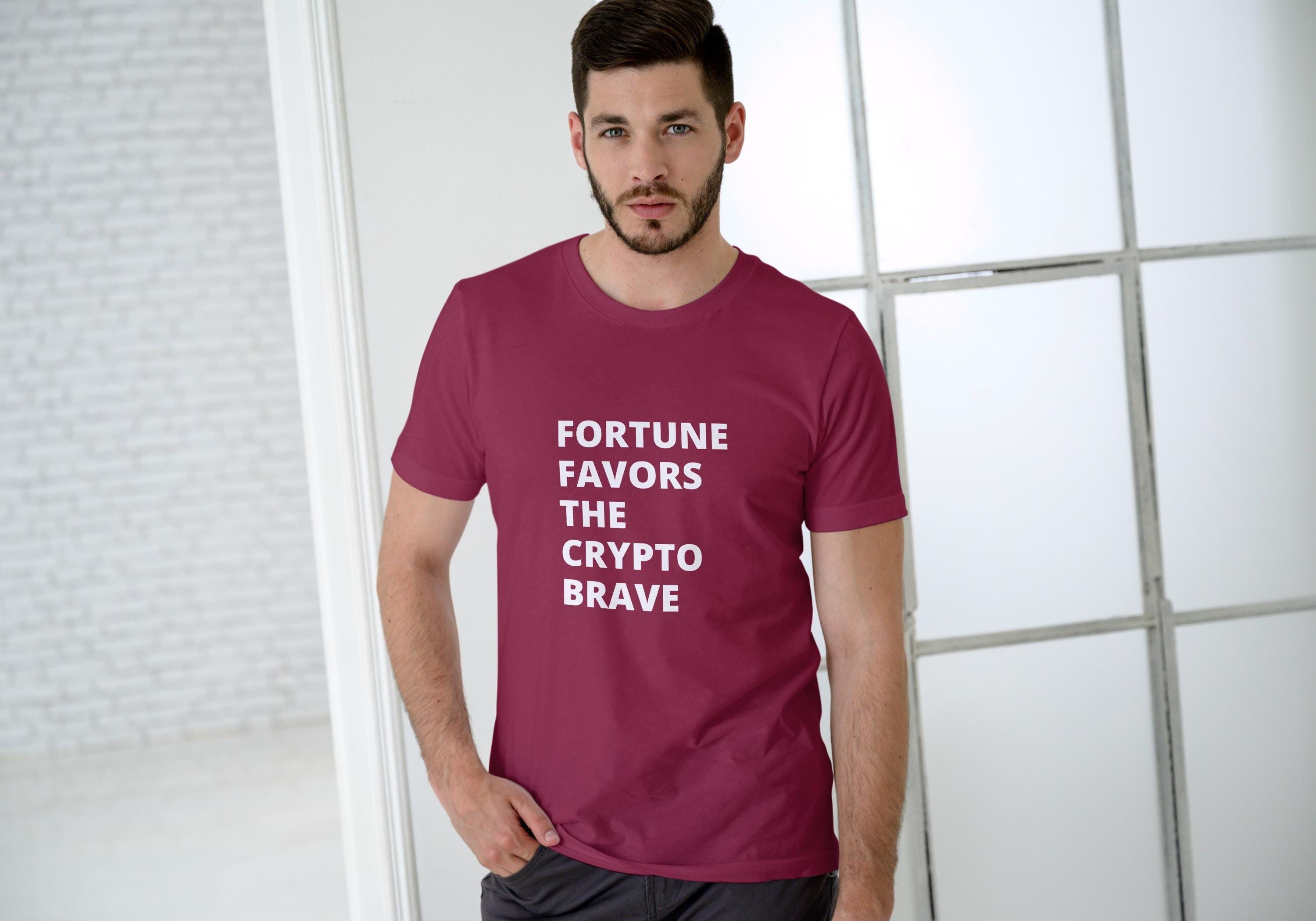 Fortune Favors the Crypto Brave T-shirt , Cotton Unisex Inspirational Tee ,  Shirt for Traders and Nerds , Ideal Gift for Cryptocurrency Fans - Etsy  Canada
