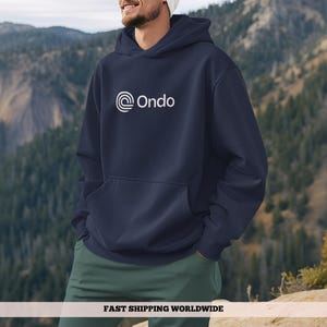 Sudadera con capucha ONDO Crypto Token, suéter unisex de algodón blockchain, 8 colores disponibles, regalo perfecto para entusiastas y comerciantes de criptomonedas.