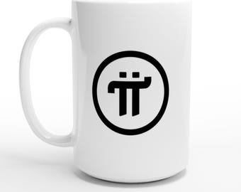 Pi Cryptocurrency Glossy White 15oz Ceramic Coffee Mug - Gift for Crypto Token Traders