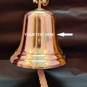 personalized Bell Wall Maritime Bracket Ship Captain Brass Nautical Boat School,Dinner,Reception,Décor Home Mounted