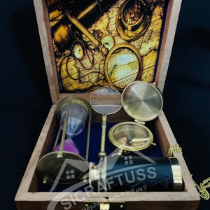 Personalisierte schöne nautische Geschenkbox 15,2 cm Geschenkset mit 4 Artikeln, die am besten für Geschenke und Sammlungen geeignet sind