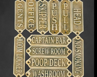 Personalized Solid Brass Nautical Name Plate Custom Engraved Door Sign for Home Office Bar Wall Decor Plaque Gift, Housewarming Gift
