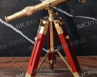 Personalized Brass Telescope / Tripod Telescope / Home Decor Showpiece / Nautical Decor Gift.