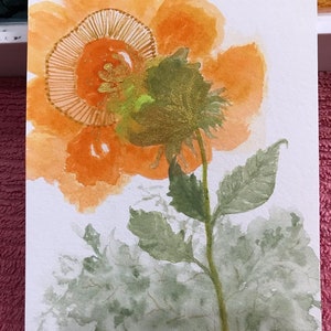 Arte de cartão postal ~ Ela é tão Peachy Arte original de aquarela pintada à mão, assinada e datada. Você pode enquadrá-lo