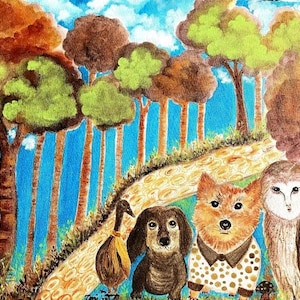Besties Dayout, una pintura acrílica original de 12 x 16 x 1 pulgadas, lienzo estirado, listo para colgar, perfecto para la habitación de los niños, la clínica del médico, la decoración del hogar