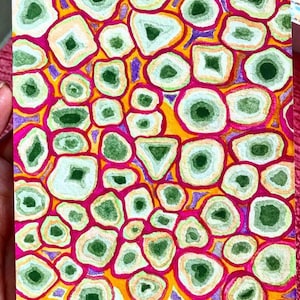 Géodes aquarelle originale peinte à la main, carte postale d'art datée et signée, décoration murale que vous pouvez encadrer