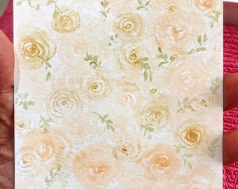 Floral pattern , peach pastel , original Watercolour art, postcard size