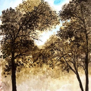 Original Tree Acrylic Painting on Canvas: Nature&#39;s Beauty Art (9x12x1 inches)