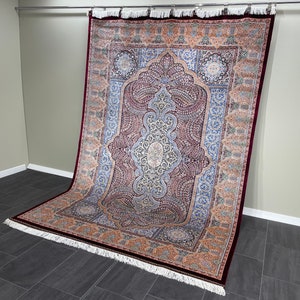 7x10 Oriental Bamboo Silk Rug: Classic Red Design