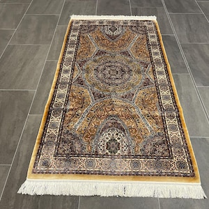 Topkapı Design Silk Rug 3x5, Turkish Carpet, Home Decor