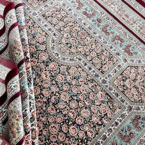 7x10 Bamboo Silk Rug: Red Anatolian Carpet, Classic Design