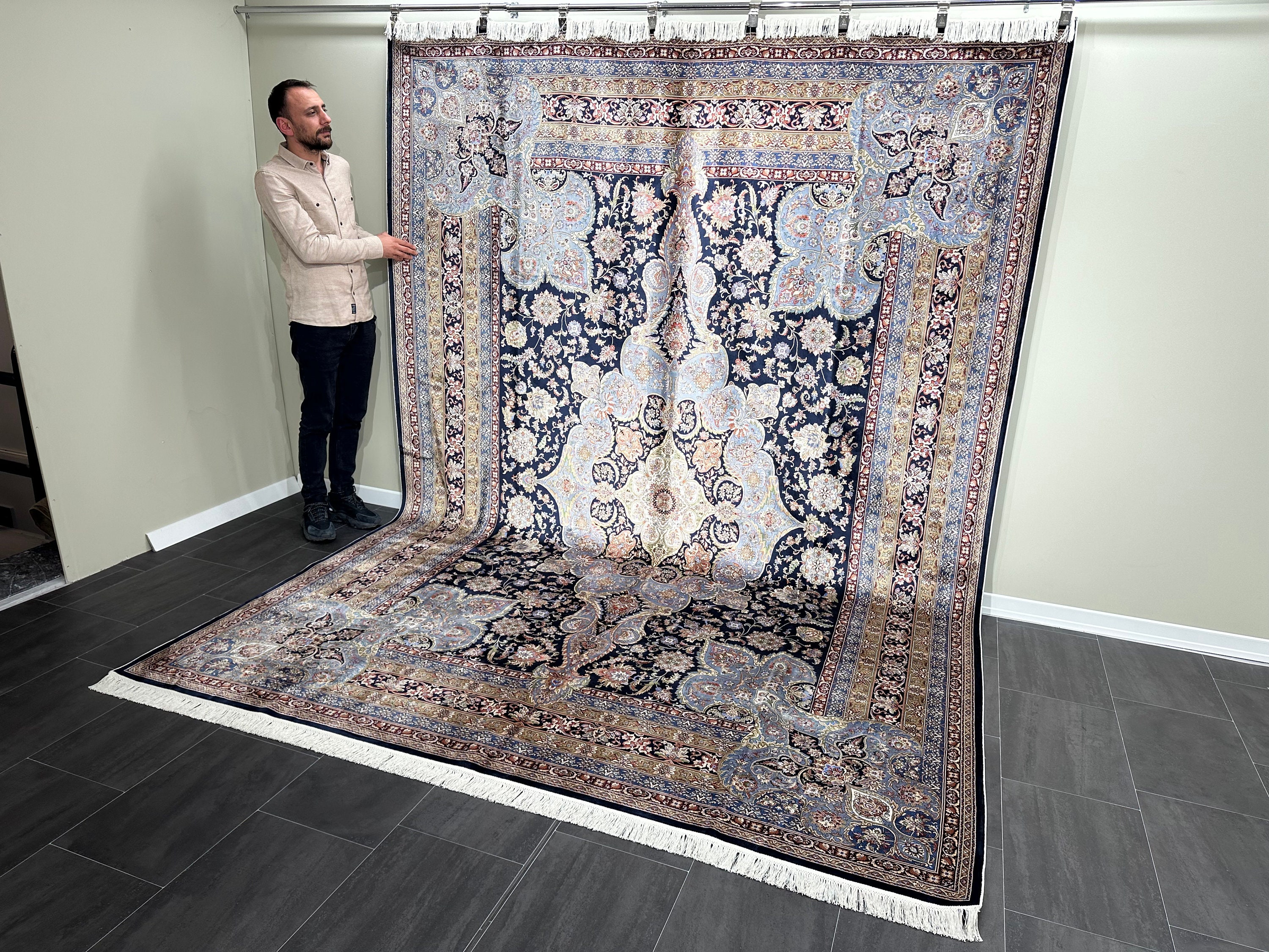 8x11 Traditional Silk Rug, Large Silk Rug, Bamboo Silk Rug, Classic Design Rug, 8x11 Carpet, Top Quality Silk Rug, Living Room Rug, 8x11 Rug