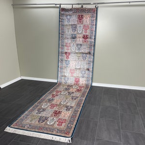 3x13 Bamboo Silk Runner Rug: Colorful Hallway Carpet