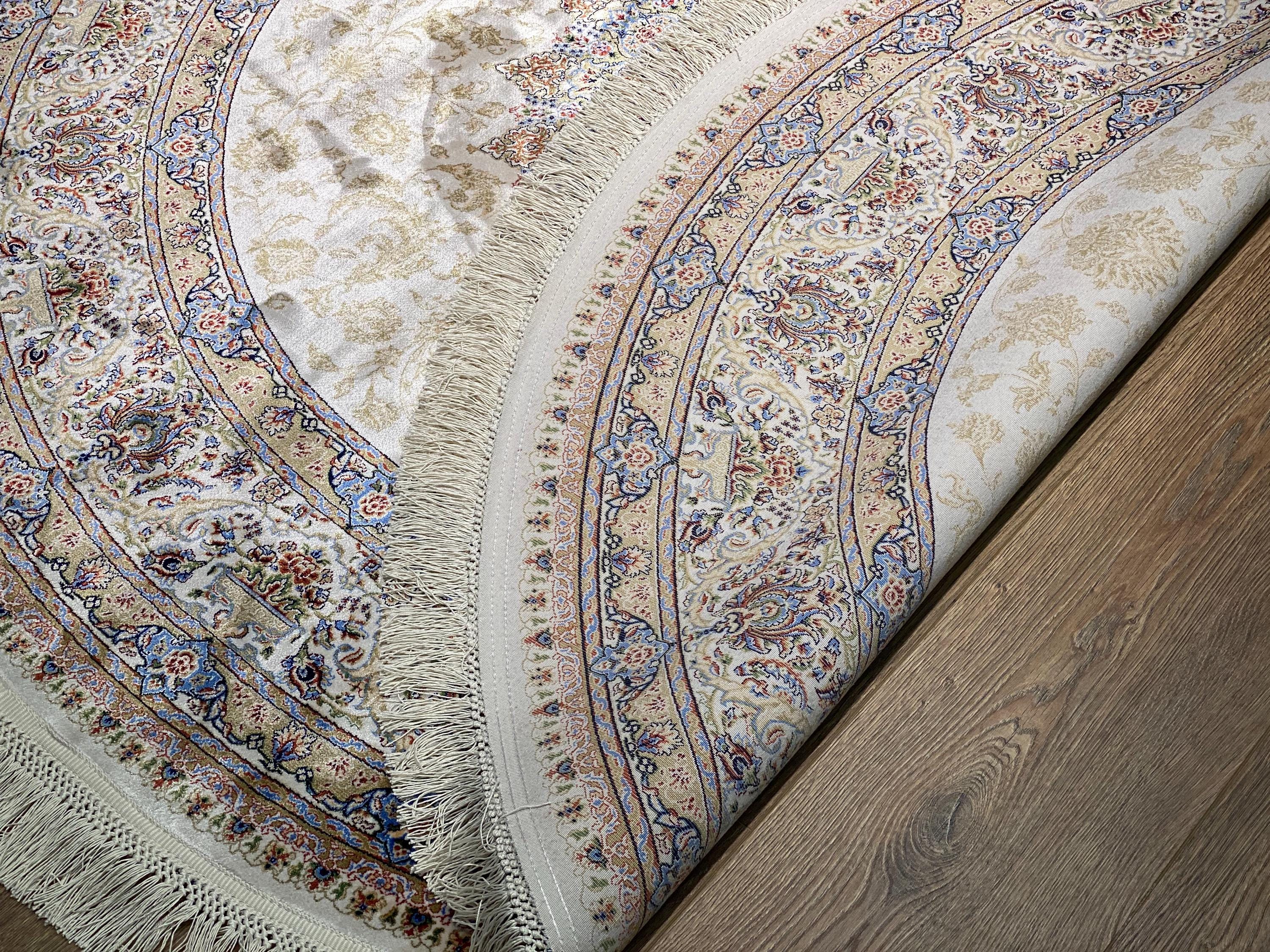 Cream Turkish Rug Cream Round Rug, Turkish Bamboo Silk Area Rug, Soft 5x5 - Etsy