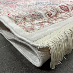 4x6 Cream Silk Rug, Area Rug, Unique Silk Rug, %100 Bamboo Silk Rug,4x6 Carpet,Home Decor Rug,Turkish Carpet,Hight Quality Silk Rug,Silk Rug