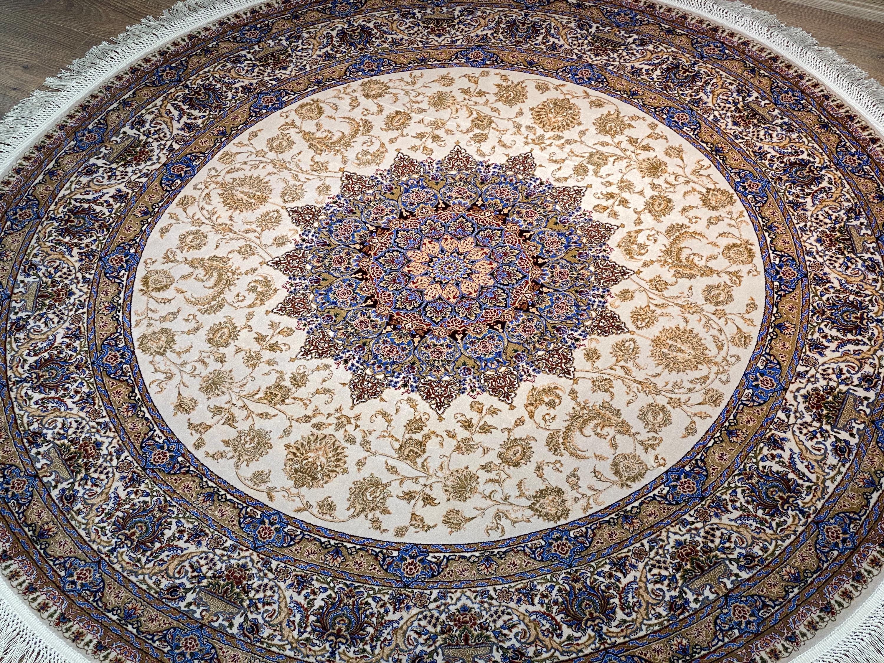 Cream Turkish Rug Cream Round Rug, Turkish Bamboo Silk Area Rug, Soft 5x5 - Etsy