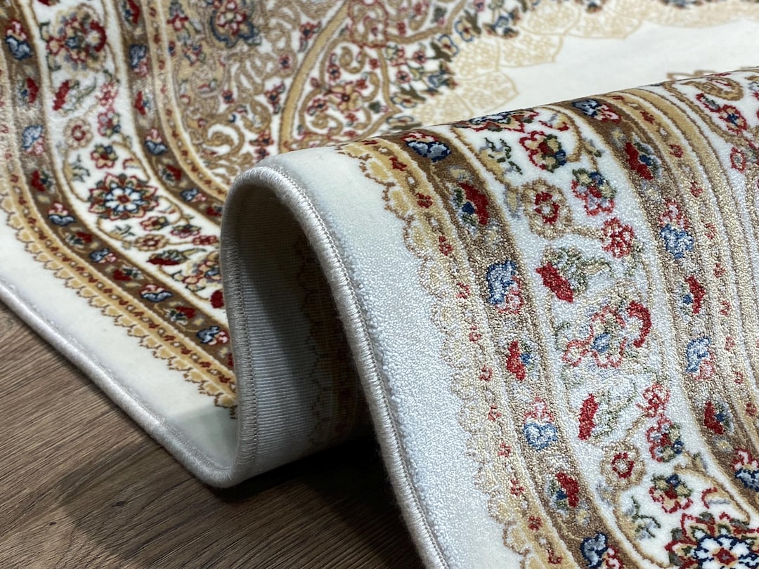 Cream Turkish Rug Cream Bamboo Silk Rug, Floral Turkish Carpet (2.6 X 4.9 Ft) - Etsy