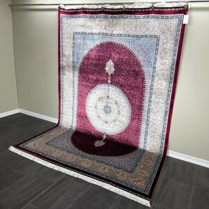 7x10 Anatolian Bamboo Silk Rug: Red Luxury Carpet