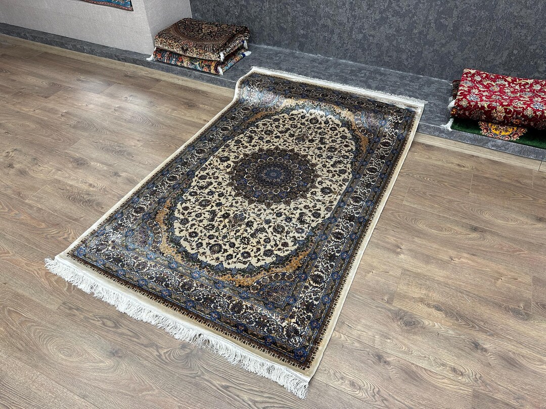 Cream Turkish Rug 4x6 Ft Cream & Brown Turkish Silk Rug - Oriental Design - Etsy
