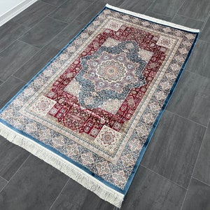 4x6 Anatolian Silk Rug, Silk Area Rug, 4x6 Carpet, Bamboo Silk Rug, Top Quality Silk Rug, Turkish Carpet,Rug For Gift,4x6 Classic Design Rug
