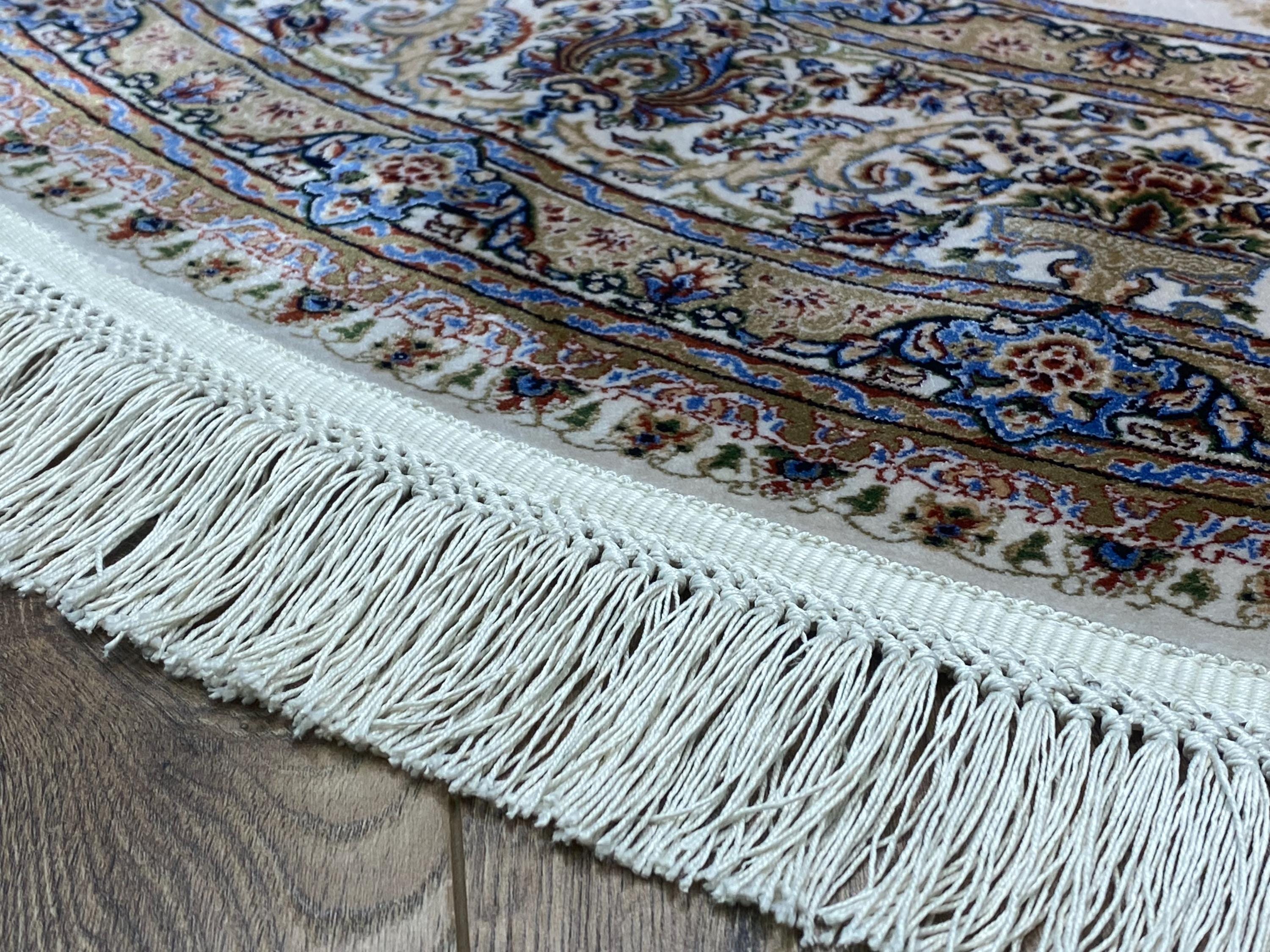 Cream Turkish Rug Cream Round Rug, Turkish Bamboo Silk Area Rug, Soft 5x5 - Etsy