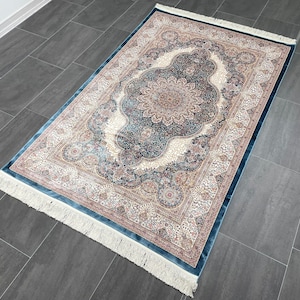 4x6 Anatolian Silk Rug, 4x6 Area Rug, %100 Bamboo Silk Rug, Top Quality Silk Rug, Classic Design Silk Rug, 4x6 Carpet,Super Fine Silk Carpet