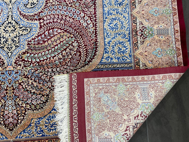 7x10 Oriental Silk Rug, Red Silk Rug, Classic Design Silk Rug,7x10