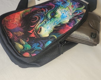 Dragon Design Cross Body Bag Mythical Dragon Sling Bag Fantasy Themed Dragon Chest bag Urban style dragon crossbody Fantasy lover dragon bag