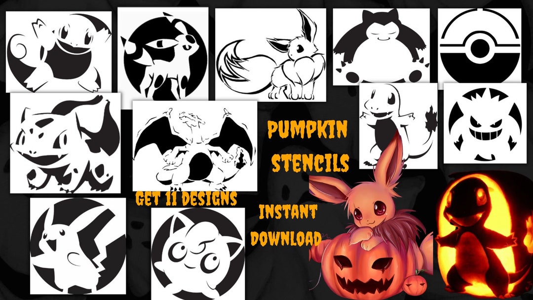 Pokemon Printable Pumpkin Carving Stencils L Instant Download