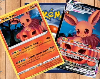 Halloween Eevee Pokemon Cards l INSTANT DOWNLOAD l Halloween party l Halloween party favors