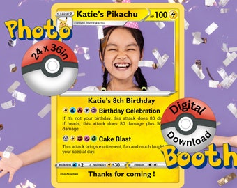 Printable Pokemon card Birthday Photo frame l 24x36in Pokemon party photo booth l Custom Pokemon card l Pokemon partyl Digital download