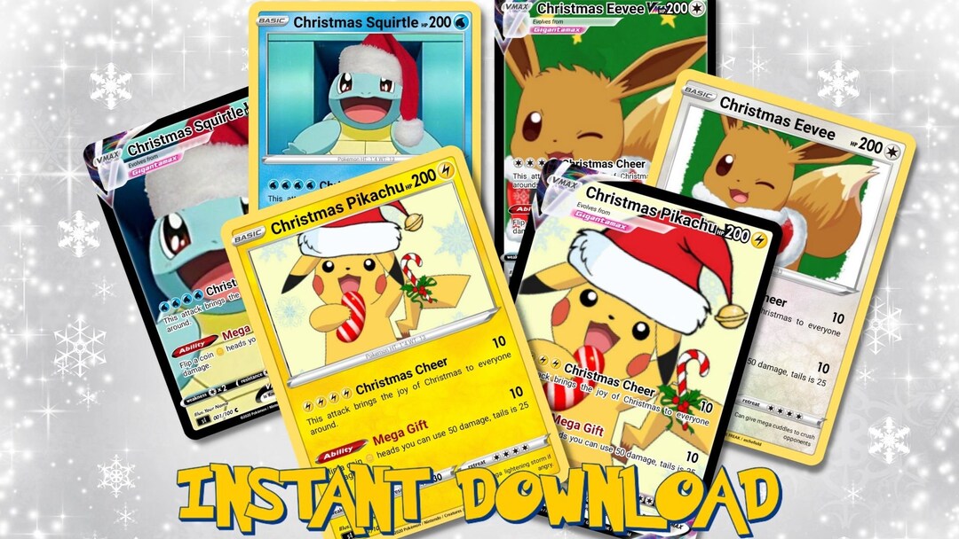 Pokemon Christmas Card Pack L INSTANT DOWNLOAD L Printable Christmas