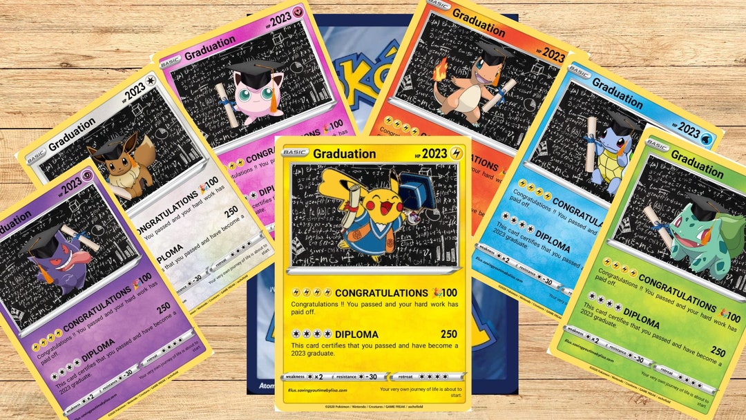 Printable Custom Made Pokemon Graduation Cards L PNG Files L Etsy