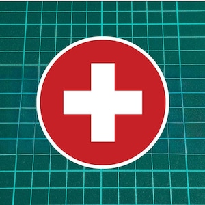 Switzerland Round flag Fan Sticker | Outdoor 3&quot;-8&quot; Vinyl Decal for Car, Laptop, Bottle | Ships from USA