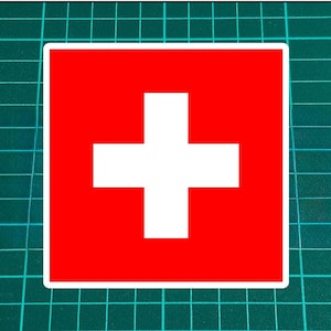Switzerland Flag Fan Sticker | Outdoor 3&quot;-8&quot; Vinyl Decal for Car, Laptop, Bottle | Ships from USA