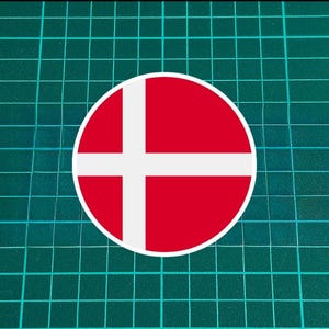 Denmark Round flag Fan Sticker | Outdoor 3&quot;-8&quot; Decal for Car, Helmet, Laptop | Ships from USA