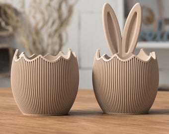 Easter Egg Bowl with Bunny Ears & Plain Version, Modern Spring Decor, Candy Dish, Chocolate Egg Holder, Table Decoration