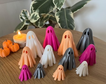 Zestaw figurek duchów na Halloween – dekoracja na Halloween drukowana w 3D – 4 zestawy – 32 kolory – mały, średni, duży – przyjazny dla środowiska