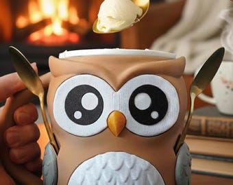Owl Ice Cream Pint Holder for tubs, cozy dessert holder, cute gift for ice lovers