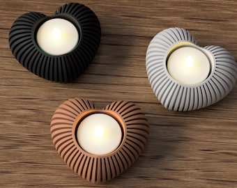 Heart Tealight Holder in Japandi Style, Modern Home Decor & Valentine Gift