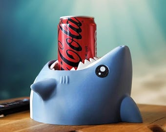Drink-Snapping Shark Holder for Cans & Bottles, Funny Shark Drink Stand, Gift for Gamers, Office and Home