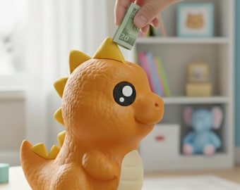 Dinosaur Piggy Bank for Kids, cute money box for coins & bills, decorative dino bank for nursery and gift ideas