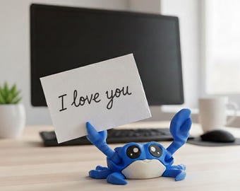 Comfort Crab note holder for desk & home, cute figurine for reminders, photo and card stand